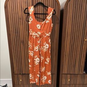 Elegant Floral Sleeveless Jumpsuit in Orange